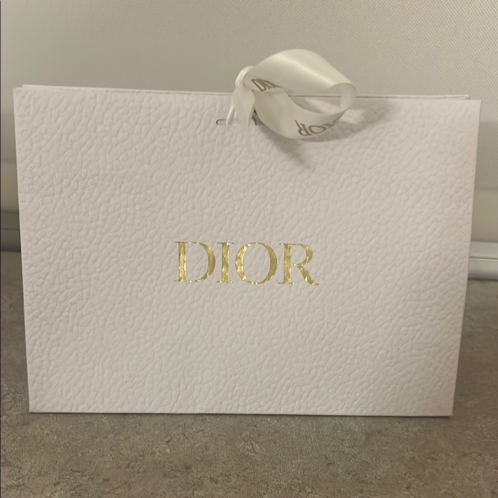 Dior White Gift Bag With Gold Logo